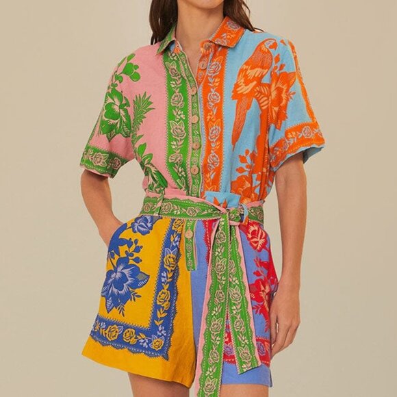 NWT FARM Rio Lace Garden Mix Scarves Romper! - Picture 1 of 5